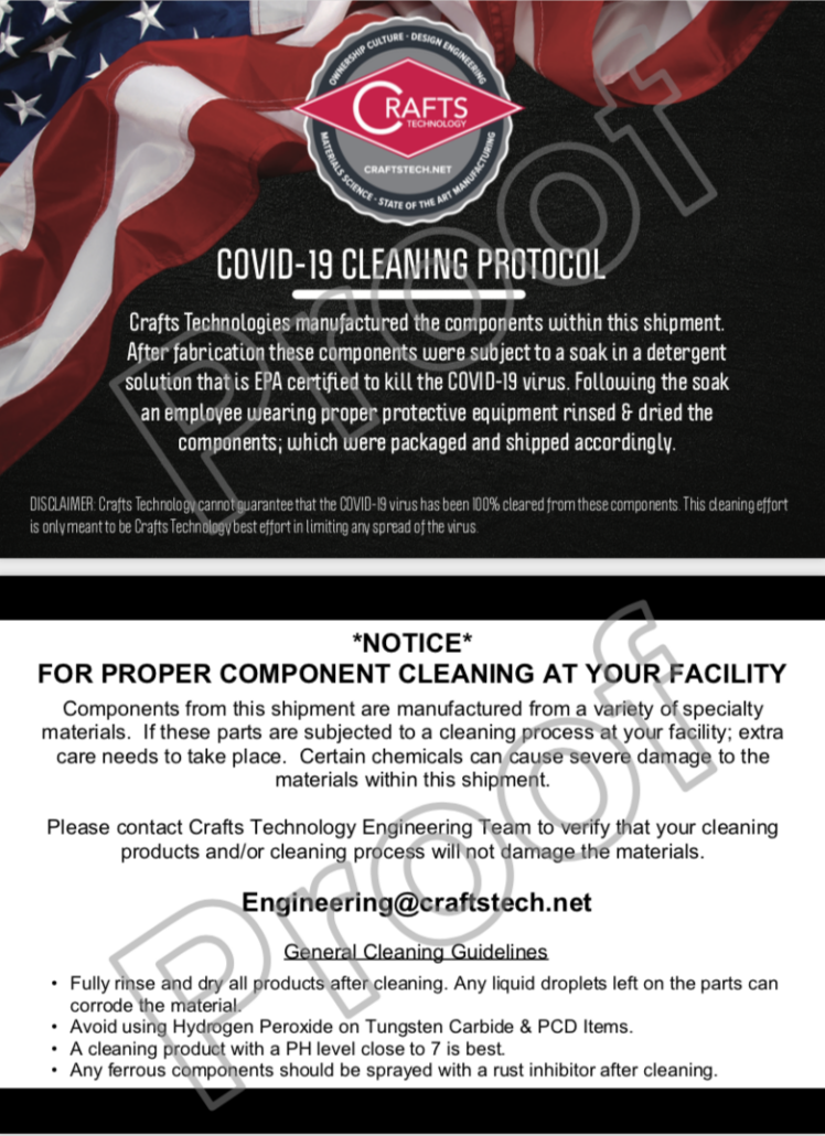 Crafts Technology Protocol Cleaning Directions